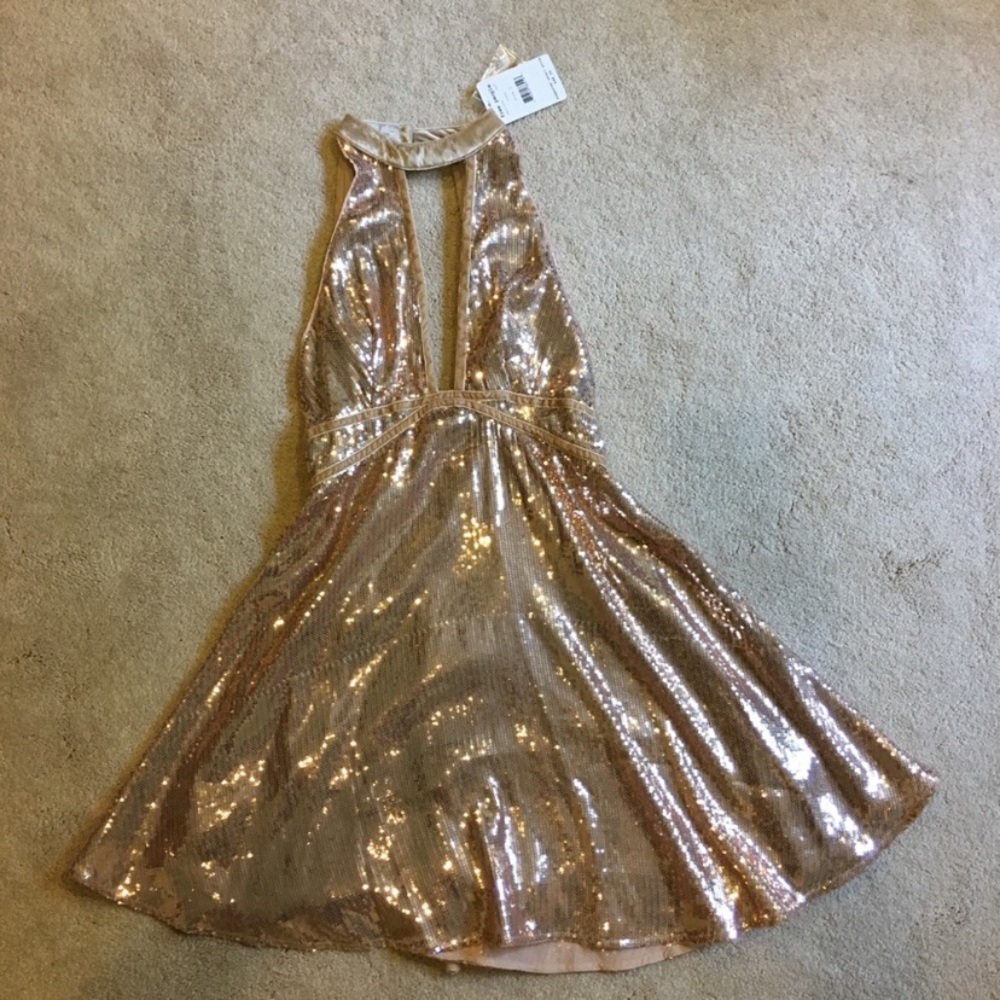 Free people rose colored sequin dress